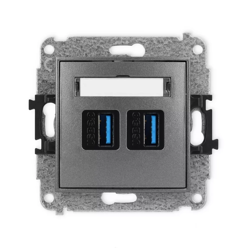 Icon Mechanizm Gniazda Podwójnego 2Xusb A-A 3.0 Grafitowy 11Igusb-6