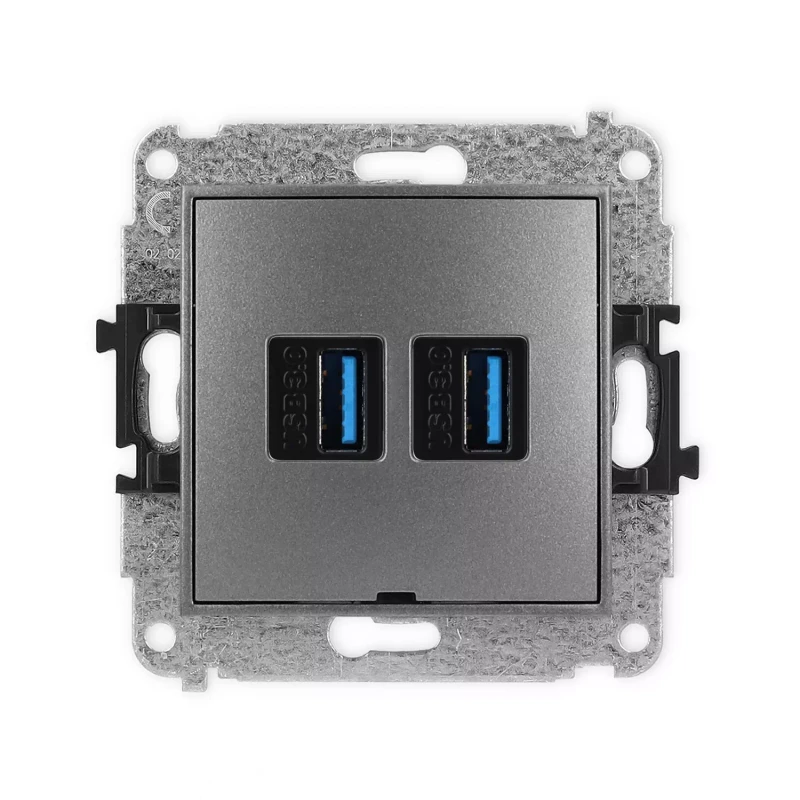 Icon Mechanizm Gniazda Podwójnego 2Xusb A-A 3.0, Bez Pola Opisowego Grafitowy 11Igusbbo-6
