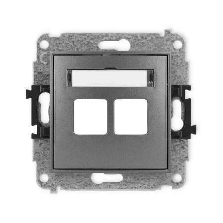Icon Mechanizm Gniazda Multimedialnego Podwójnego Bez Modułu (Standard Keystone) Grafitowy 11Igm-2P
