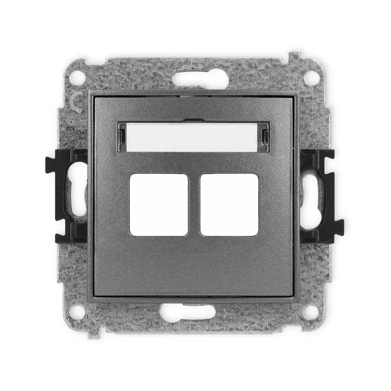 Icon Mechanizm Gniazda Multimedialnego Podwójnego Bez Modułu (Standard Keystone) Grafitowy 11Igm-2P