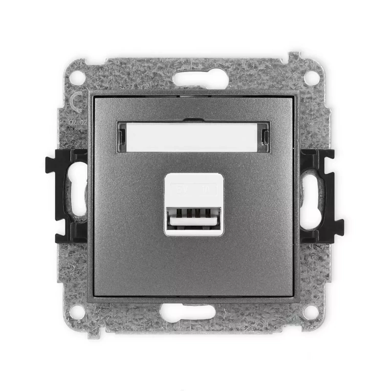 Icon Mechanizm Ładowarki Usb Pojedynczej, 5V, 1A Grafitowy 11Icusb-1