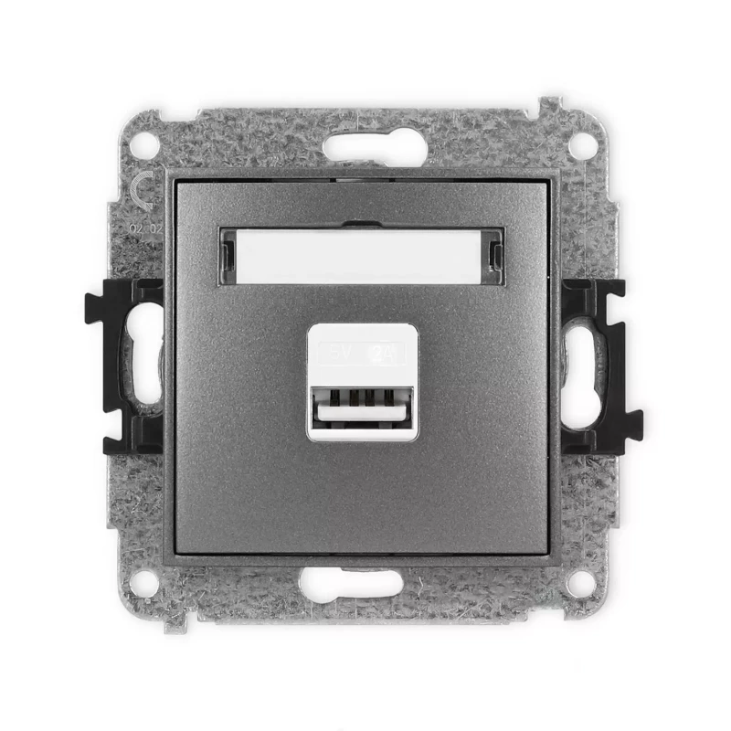 Icon Mechanizm Ładowarki Usb Pojedynczej, 5V, 2A Grafitowy 11Icusb-3