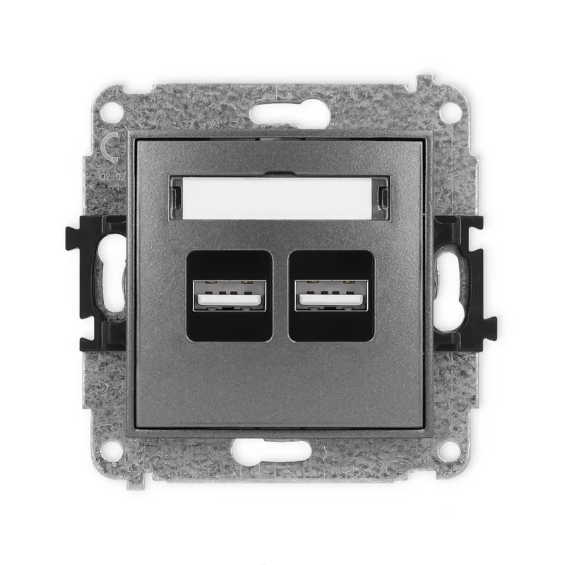 Icon Mechanizm Ładowarki Usb Podwójnej, 5V, 3.1A Grafitowy 11Icusb-6