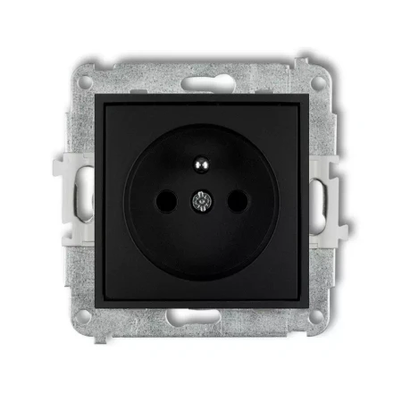 Icon Mechanizm Gniazda Pojedynczego Z Uziemieniem 2P+Z (Przesłony Torów Prądowych) Czarny Mat 12Igp-1Zp