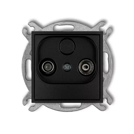 Icon Mechanizm Gniazda Abonenckiego Rtv Przelotowego 9Db Czarny Mat 12Ig9P