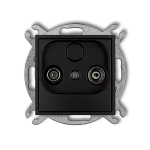 Icon Mechanizm Gniazda Abonenckiego Rtv Przelotowego 15Db Czarny Mat 12Ig15P