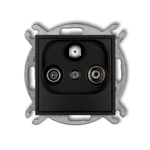 Icon Mechanizm Gniazda Abonenckiego Rtv-Sat Przelotowego 10Db Czarny Mat 12Igsp