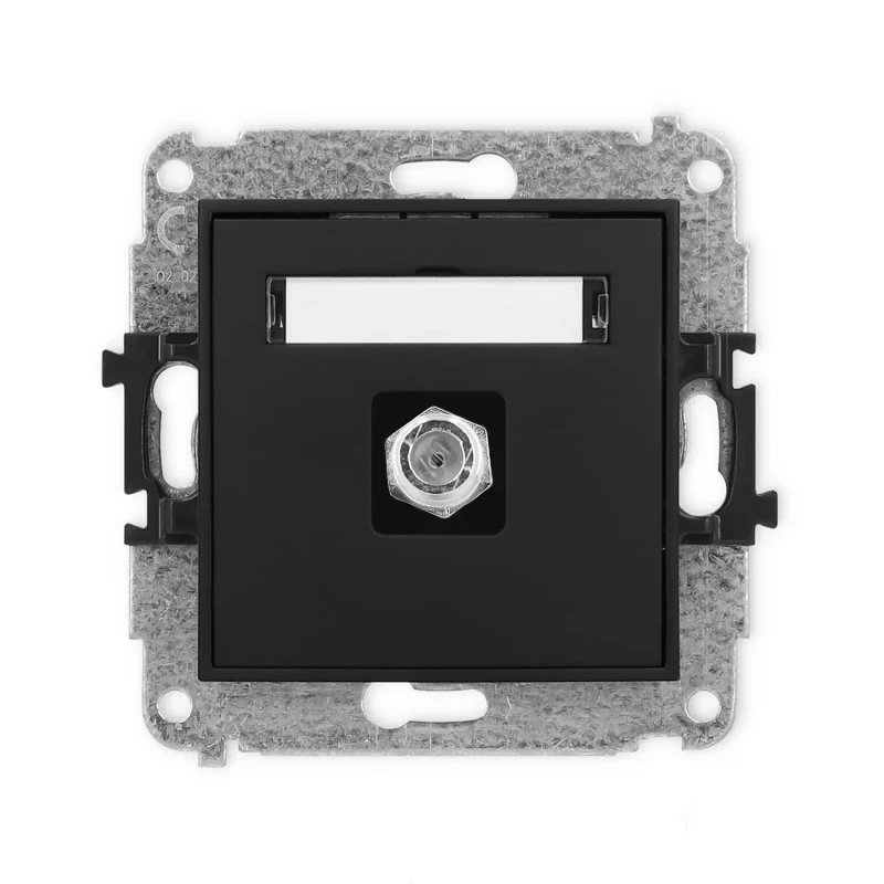 Icon Mechanizm Gniazda Antenowego Pojedynczego Typu F (Sat) Niklowany Czarny Mat 12Igf-1