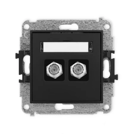 Icon Mechanizm Gniazda Antenowego Podwójnego Typu F (Sat) Niklowany Czarny Mat 12Igf-2