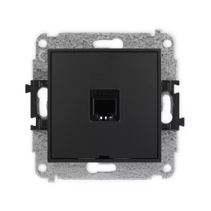 Icon Mechanizm Gniazda Telefonicznego Pojedynczego 1Xrj11, 4-Stykowy, Beznarzędziowe, Bez Pola Opisowego Czarny Mat 12Igtbo-1