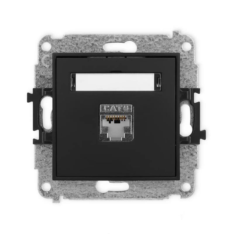 Icon Mechanizm Gniazda Komputerowego Pojedynczego 1Xrj45, Kat. 6, Ekranowane, 8-Stykowy Czarny Mat 12Igk-5