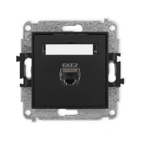 Icon Mechanizm Gniazda Komputerowego Pojedynczego 1Xrj45, Kat. 7, Ekranowane, 8-Stykowy Czarny Mat 12Igk-9