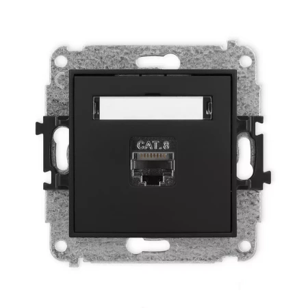Icon Mechanizm Gniazda Komputerowego Pojedynczego 1Xrj45, Kat. 8, Ekranowane, 8-Stykowy Czarny Mat 12Igk-11