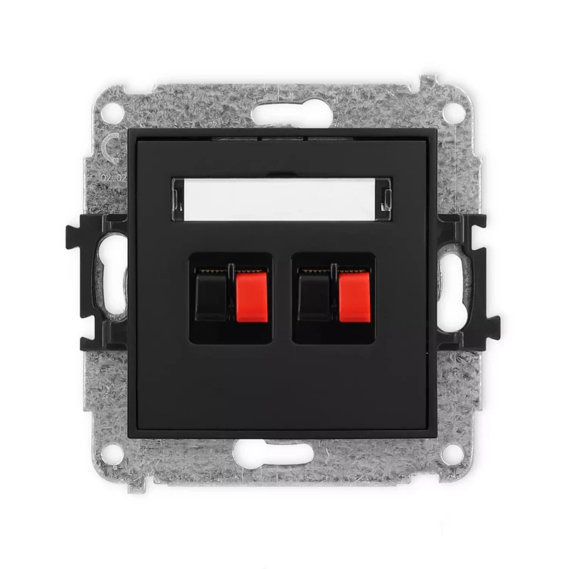 Icon Mechanizm Gniazda Głośnikowego Podwójnego Czarny Mat 12Igg-2