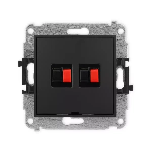 Icon Mechanizm Gniazda Głośnikowego Podwójnego, Bez Pola Opisowego Czarny Mat 12Iggbo-2