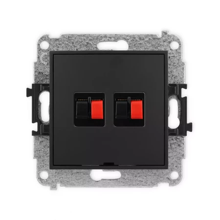 Icon Mechanizm Gniazda Głośnikowego Podwójnego, Bez Pola Opisowego Czarny Mat 12Iggbo-2