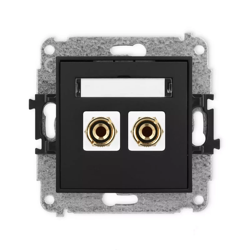 Icon Mechanizm Gniazda Głośnikowego Pojedynczego (Typu Banan - Czerwony I Czarny, Pozłacany, 4 Mm2, Do Lutowania) Czarny Mat 12Igg-3