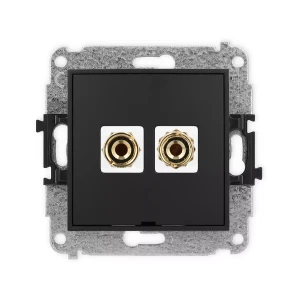 Icon Mechanizm Gniazda Głośnikowego Pojedynczego, Bez Pola Opisowego (Typu Banan - Czerwony I Czarny, Pozłacany, 4 Mm2, Do Lutowania) Czarny Mat 12Iggbo-3