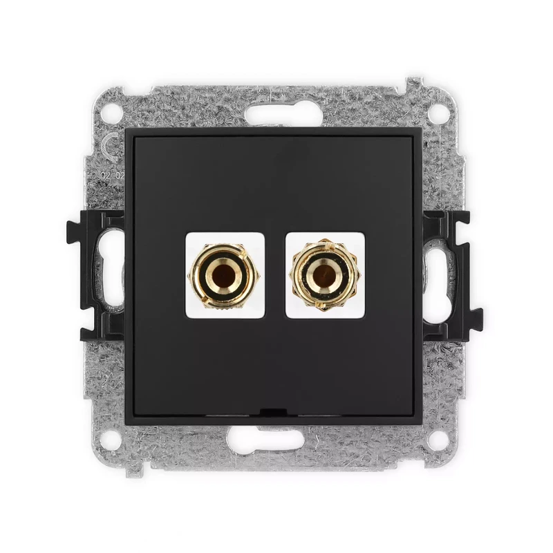 Icon Mechanizm Gniazda Głośnikowego Pojedynczego, Bez Pola Opisowego (Typu Banan - Czerwony I Czarny, Pozłacany, 4 Mm2, Do Lutowania) Czarny Mat 12Iggbo-3