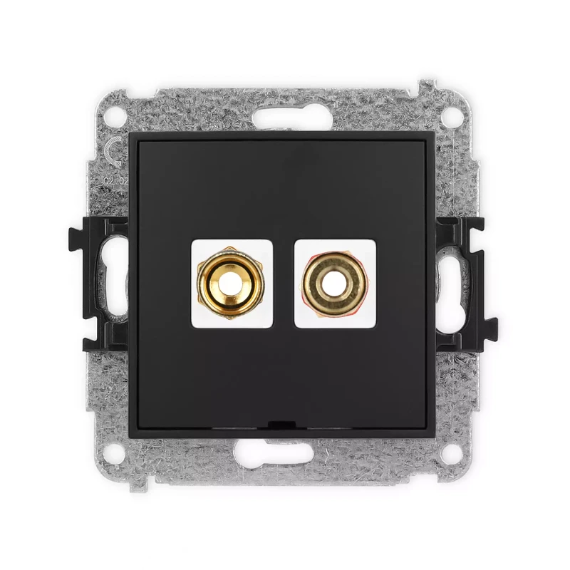 Icon Mechanizm Gniazda Głośnikowego Pojedynczego, Bez Pola Opisowego (Typu Banan - Czerwony I Czarny, Pozłacany, 4 Mm2, Skręcany) Czarny Mat 12Iggbo-4