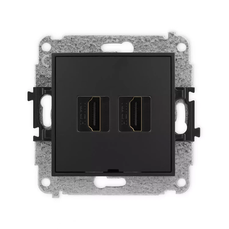 Icon Mechanizm Gniazda Podwójnego Hdmi 2.0, Bez Pola Opisowego Czarny Mat 12Ihdmibo-4