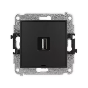 Icon Mechanizm Gniazda Pojedynczego Usb A-A 2.0, Bez Pola Opisowego Czarny Mat 12Igusbbo-1