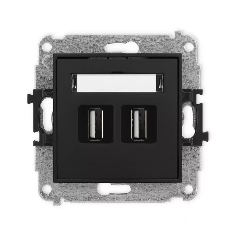 Icon Mechanizm Gniazda Podwójnego 2Xusb A-A 2.0 Czarny Mat 12Igusb-2