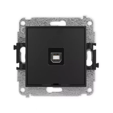 Icon Mechanizm Gniazda Pojedynczego Usb A-B 2.0, Bez Pola Opisowego Czarny Mat 12Igusbbo-3