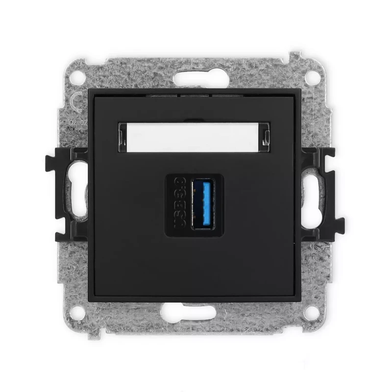 Icon Mechamizm Gniazda Pojedynczego Usb A-A 3.0 Czarny Mat 12Igusb-5