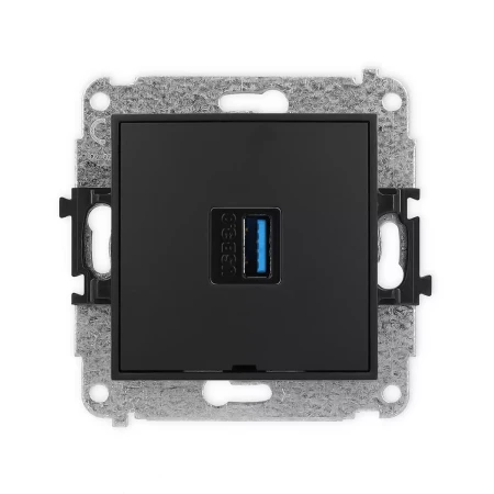 Icon Mechamizm Gniazda Pojedynczego Usb A-A 3.0, Bez Pola Opisowego Czarny Mat 12Igusbbo-5