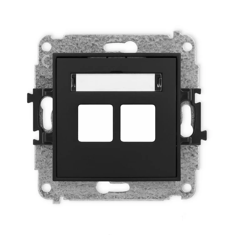 Icon Mechanizm Gniazda Multimedialnego Podwójnego Bez Modułu (Standard Keystone) Czarny Mat 12Igm-2P