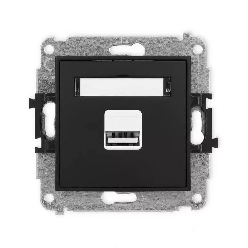 Icon Mechanizm Ładowarki Usb Pojedynczej, 5V, 1A Czarny Mat 12Icusb-1