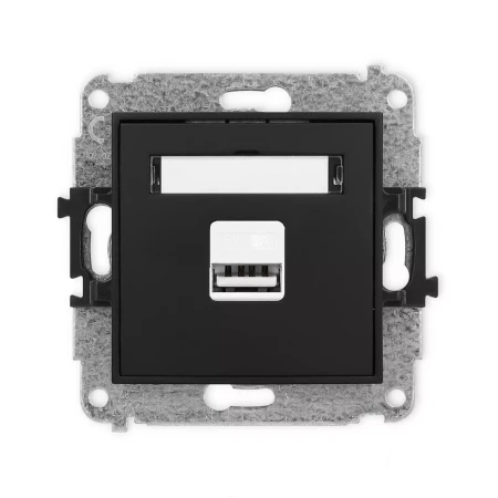 Icon Mechanizm Ładowarki Usb Pojedynczej, 5V, 2A Czarny Mat 12Icusb-3