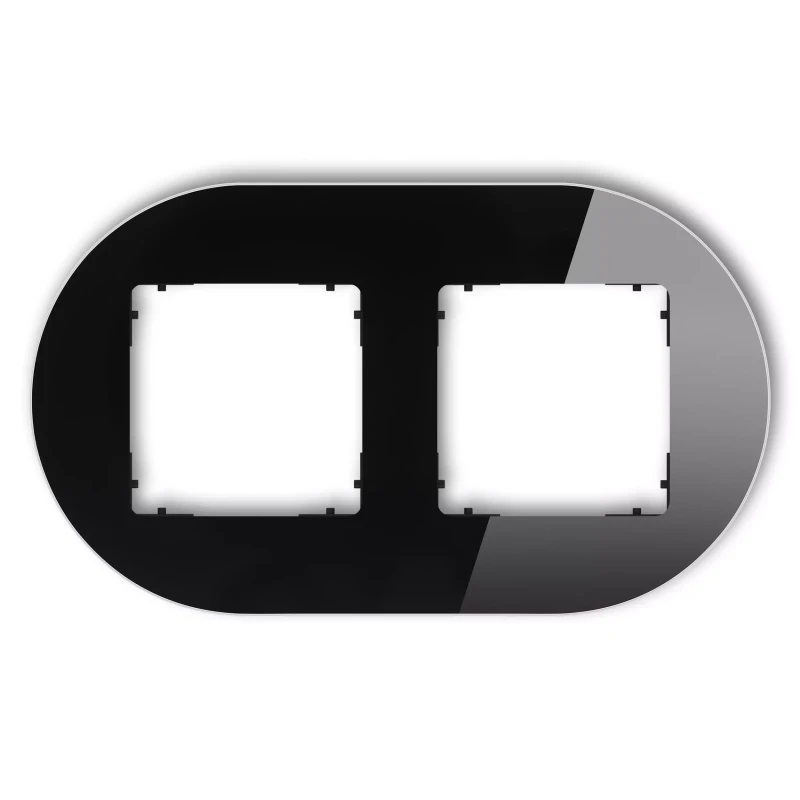 Icon Ramka Uniwersalna Podwójna Okrągła - Efekt Szkła (Ramka: Czarna; Spód: Czarny) Czarny 12-12-Irso-2
