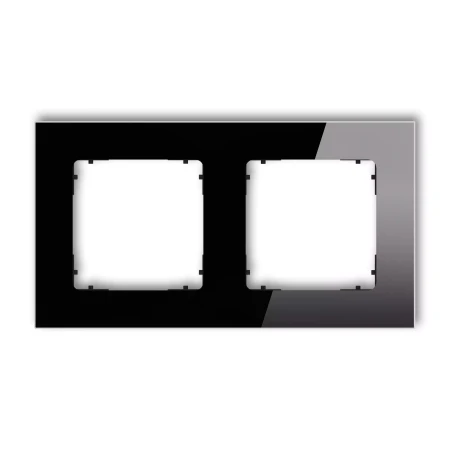 Icon Ramka Uniwersalna Podwójna Kwadratowa - Efekt Szkła (Ramka: Czarna; Spód: Czarny) Czarny 12-12-Irsk-2