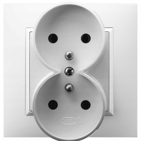 Ospel Aria Gniazdo Podwójne Z Uziemieniem Gniazdko Biały