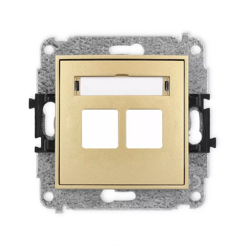 Icon Mechanizm Gniazda Multimedialnego Podwójnego Bez Modułu (Standard Keystone) Złoty 29Igm-2P