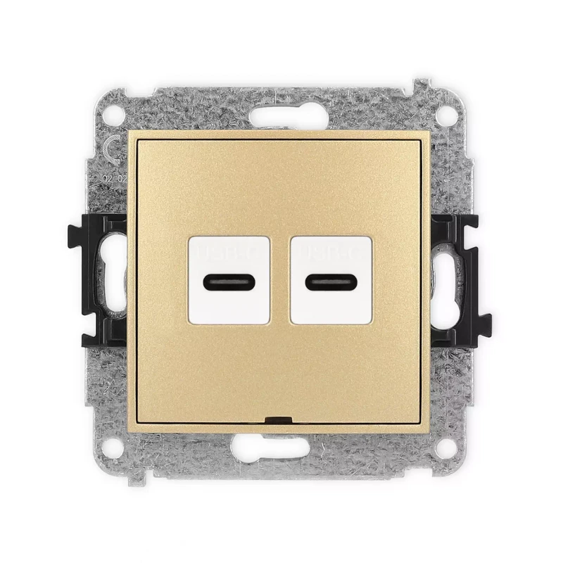 Icon Mechanizm Gniazda Podwójnego 2Xusb C-C, Bez Pola Opisowego Złoty 29Igusbbo-8
