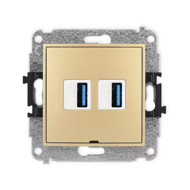 Icon Mechanizm Gniazda Podwójnego 2Xusb A-A 3.0, Bez Pola Opisowego Złoty 29Igusbbo-6