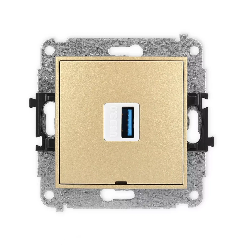 Icon Mechamizm Gniazda Pojedynczego Usb A-A 3.0, Bez Pola Opisowego Złoty 29Igusbbo-5