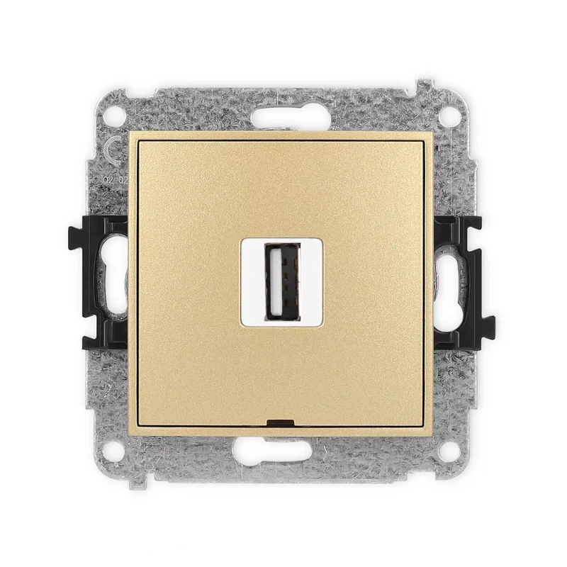 Icon Mechanizm Gniazda Pojedynczego Usb A-A 2.0, Bez Pola Opisowego Złoty 29Igusbbo-1