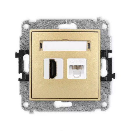 Icon Mechanizm Gniazda Pojedynczego Hdmi 2.0 + Gniazda Komp. Poj. 1Xrj45, Kat. 5E, 8-Stykowy Złoty 29Ighk