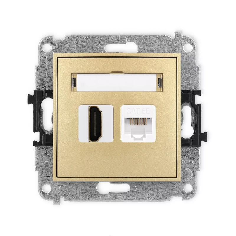 Icon Mechanizm Gniazda Pojedynczego Hdmi 2.0 + Gniazda Komp. Poj. 1Xrj45, Kat. 5E, 8-Stykowy Złoty 29Ighk