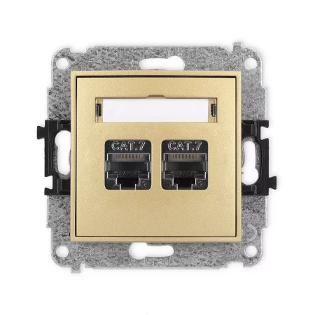 Icon Mechanizm Gniazda Komputerowego Podwójnego 2Xrj45, Kat. 7, Ekranowane, 8-Stykowy Złoty 29Igk-10