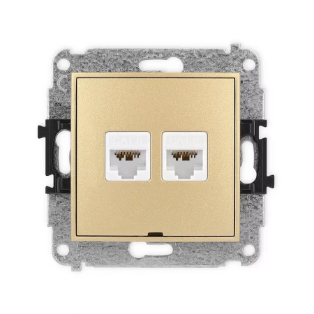 Icon Mechanizm Gniazda Komputerowego Podwójnego 2Xrj45, Kat. 6A, 8-Stykowy, Bez Pola Opisowego Złoty 29Igkbo-8