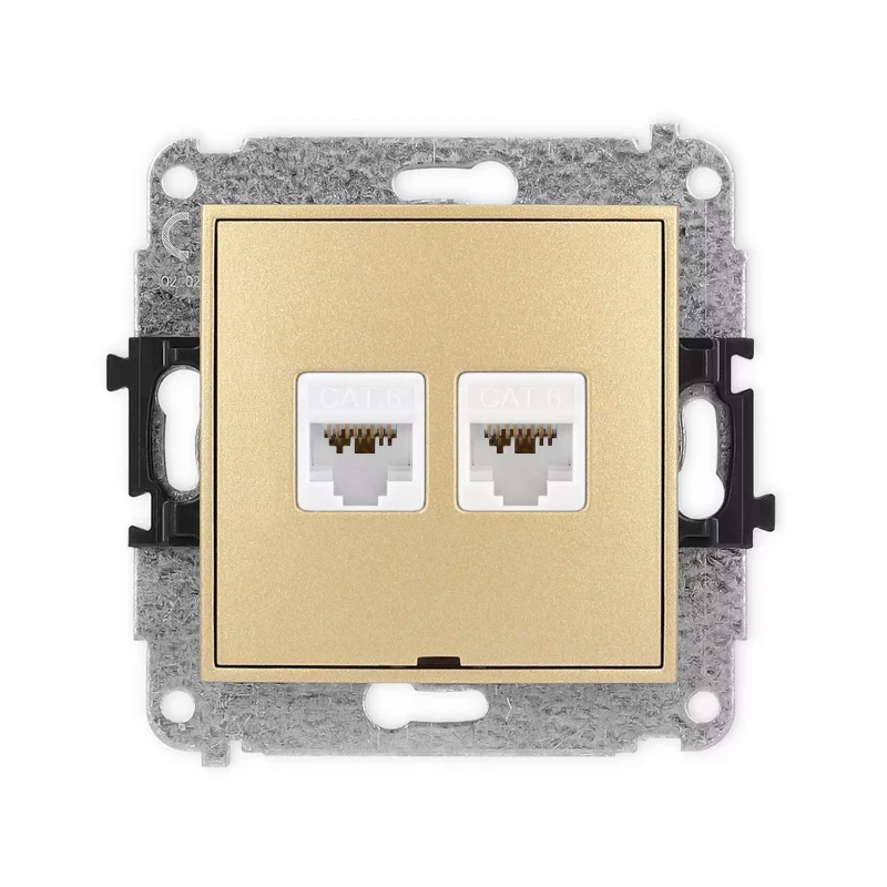 Icon Mechanizm Gniazda Komputerowego Podwójnego 2Xrj45, Kat. 6A, 8-Stykowy, Bez Pola Opisowego Złoty 29Igkbo-8