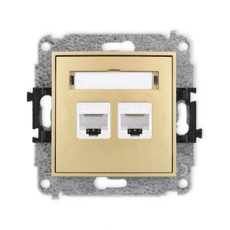 Icon Mechanizm Gniazda Komputerowego Podwójnego 2Xrj45, Kat. 6A, 8-Stykowy Złoty 29Igk-8