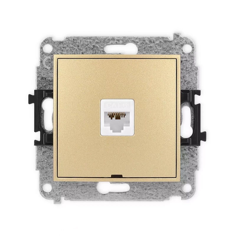 Icon Mechanizm Gniazda Komputerowego Pojedynczego 1Xrj45, Kat. 6A, 8-Stykowy, Bez Pola Opisowego Złoty 29Igkbo-7