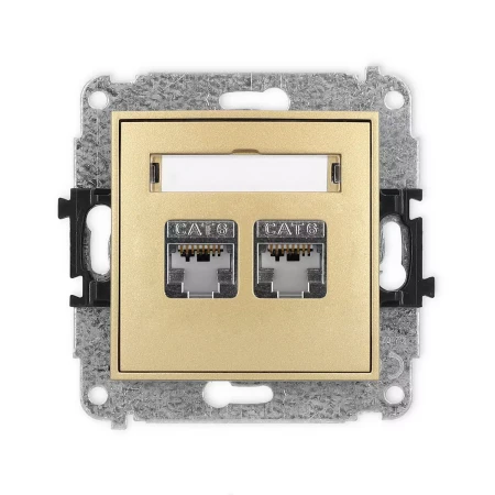 Icon Mechanizm Gniazda Komputerowego Podwójnego 2Xrj45, Kat. 6, Ekranowane, 8-Stykowy Złoty 29Igk-6