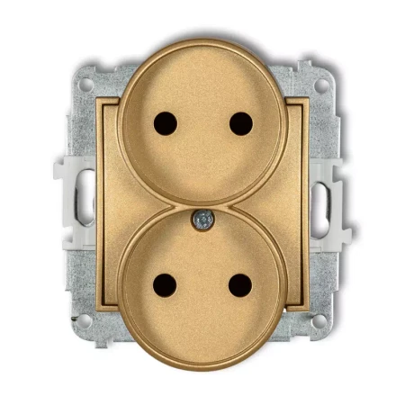 Icon Mechanizm Gniazda Podwójnego Do Ramki Bez Uziemienia 2X2P (Przesłony Torów Prądowych) Złoty 29Igpr-2P
